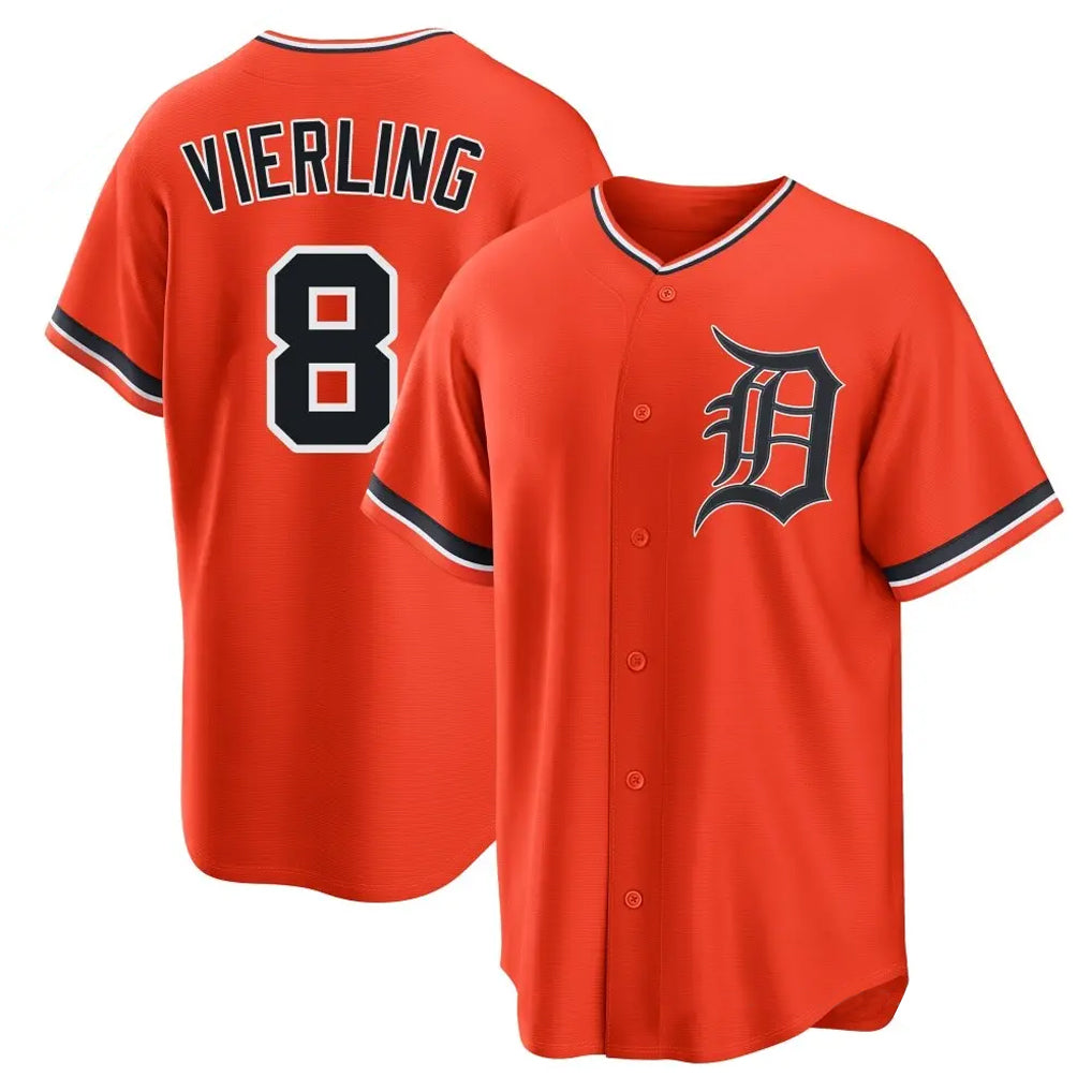 Tlead D.Tigers #8 Matt Vierling Player Orange Home Game Stitched Jerseys