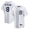Tlead D.Tigers #8 Matt Vierling Player White Home Game Stitched Jerseys