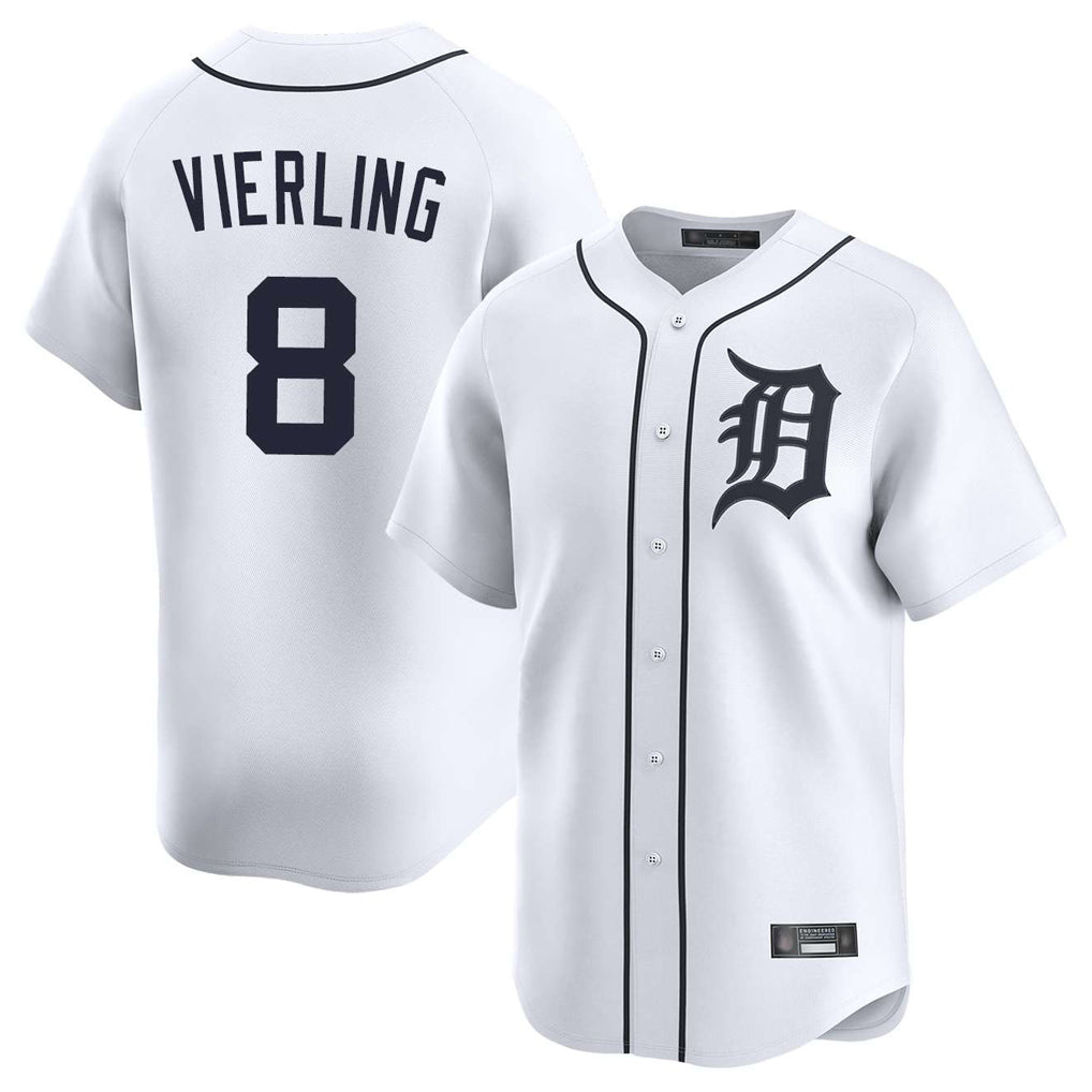 Tlead D.Tigers #8 Matt Vierling Player White Home Limited Stitched Jerseys
