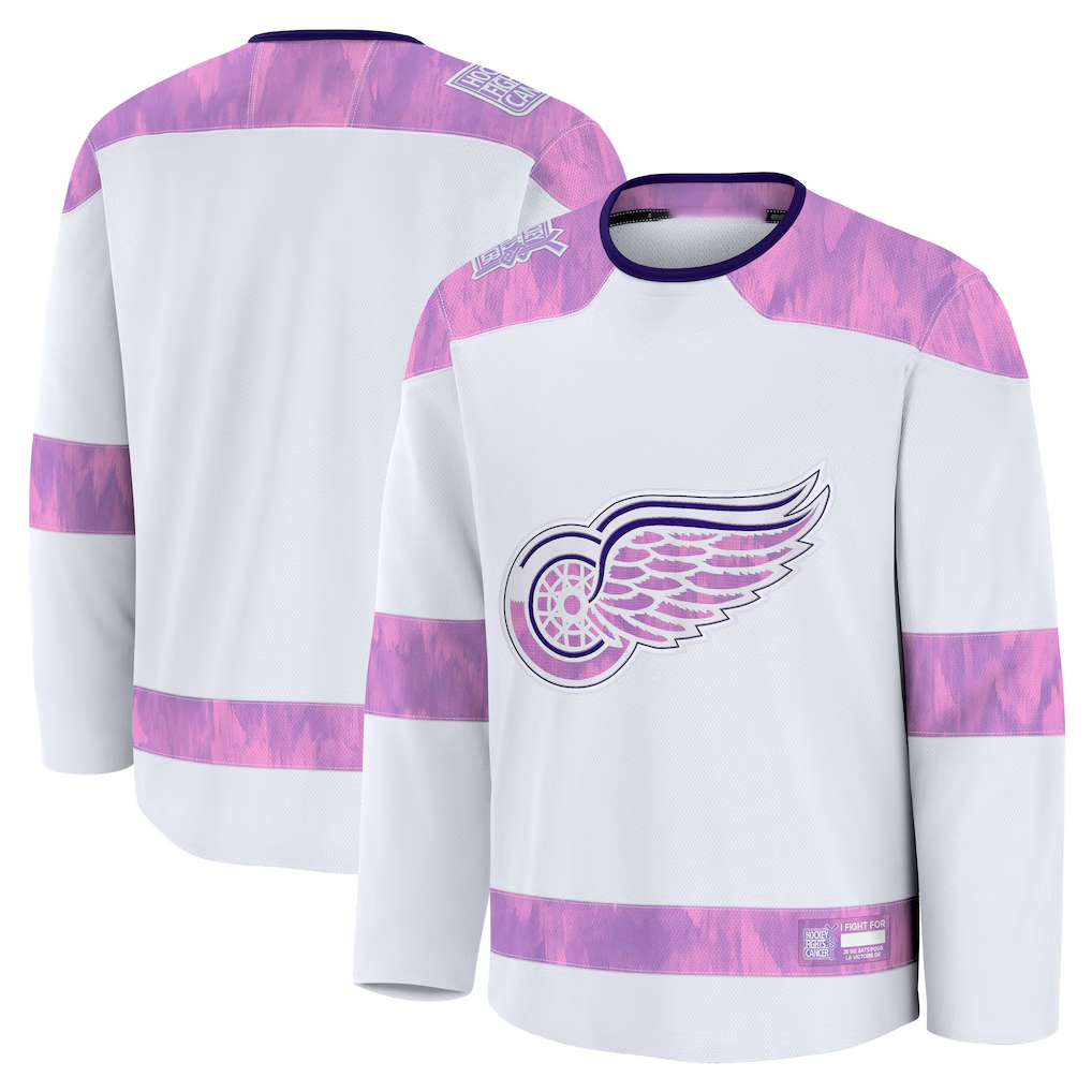 Tlead D.Red wings White 2024 Hockey Fights Cancer Practice Jerseys