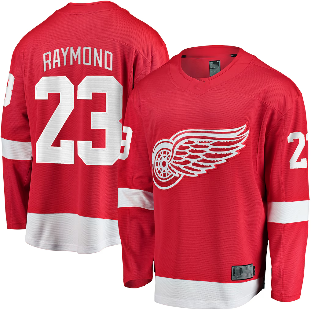 Tlead D.Red wings #23 Lucas Raymond Red Home Breakaway Player Jerseys