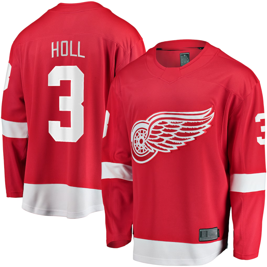 Tlead D.Red wings #3 Justin Holl Red Home Breakaway Jerseys