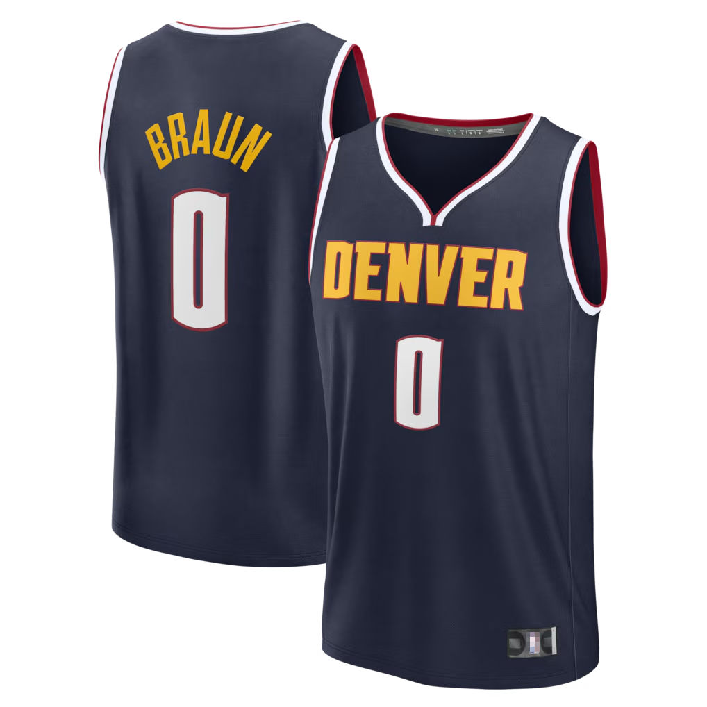 Tlead D.Nuggets #0 Christian Braun Navy Fast Break Replica Jerseys - Icon Edition