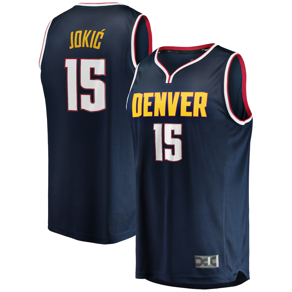 Tlead D.Nuggets #15 Nikola Jokic Navy Fast Break Player Jerseys - Icon Edition