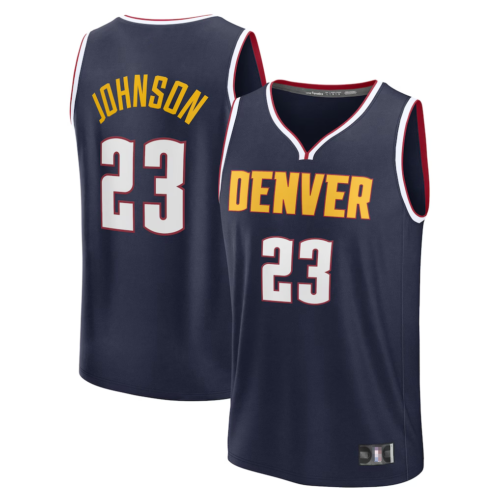 Tlead D.Nuggets #23 Cameron Johnson Navy Fast Break Replica Jerseys - Icon Edition