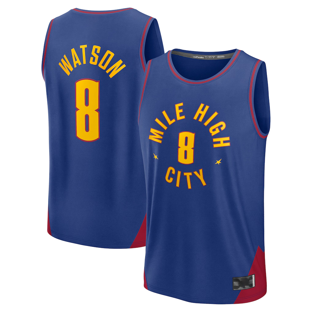 Tlead D.Nuggets #8 Peyton Watson Blue Fast Break Replica Player Jerseys - Statement Edition