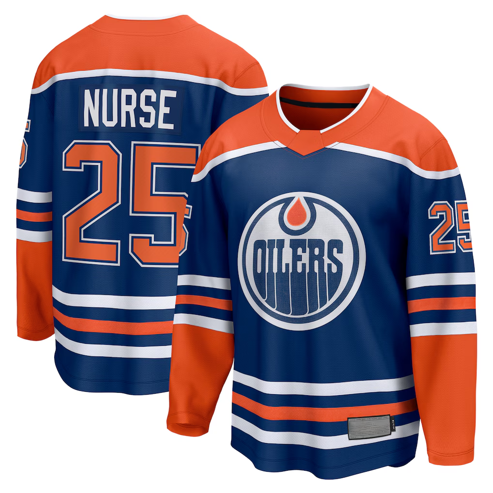 Tlead E.Oilers #25 Darnell Nurse Royal Home Breakaway Player Jerseys