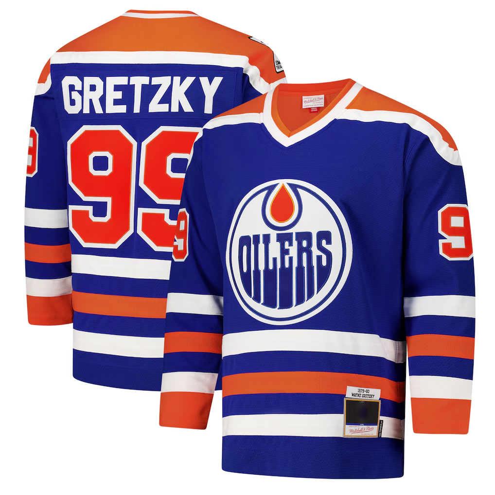 Tlead E.Oilers #99 Wayne Gretzky Royal 1979-80 Power Play Jerseys