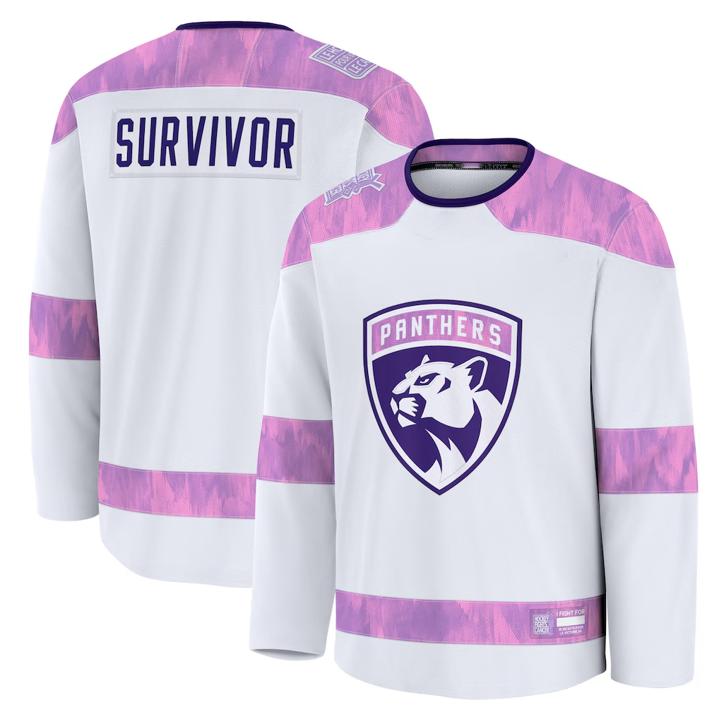 Tlead F.Panthers White Hockey Fights Cancer Survivor Practice Jerseys