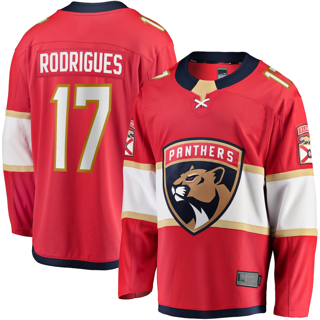 Tlead F.Panthers #17 Evan Rodrigues Red Home Breakaway Jerseys