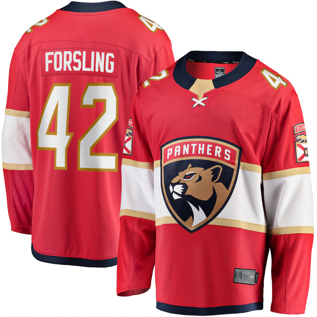 Tlead F.Panthers #42 Gustav Forsling Red Home Breakaway Player Jerseys