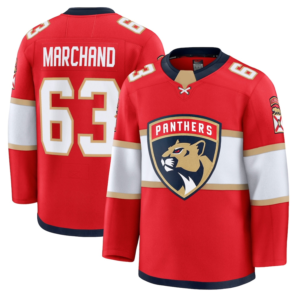 Tlead F.Panthers #63 Brad Marchand Red Home Premium Jerseys