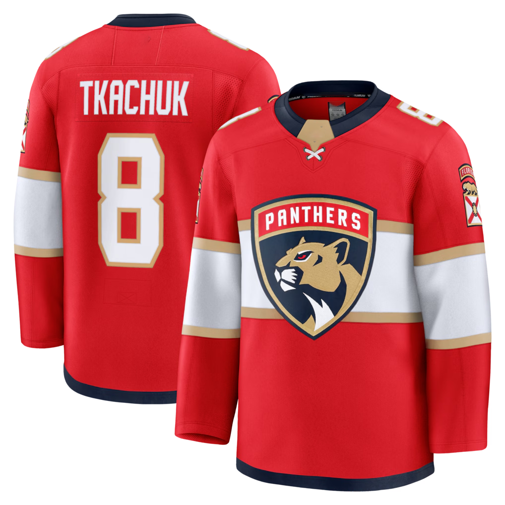 Tlead F.Panthers #8 Brady Tkachuk Red Home Premium Jerseys