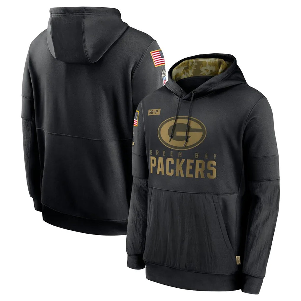 Tlead GB.Packers Black Salute to Service Hoodies Limited Game Blank Player Stitched Jerseys