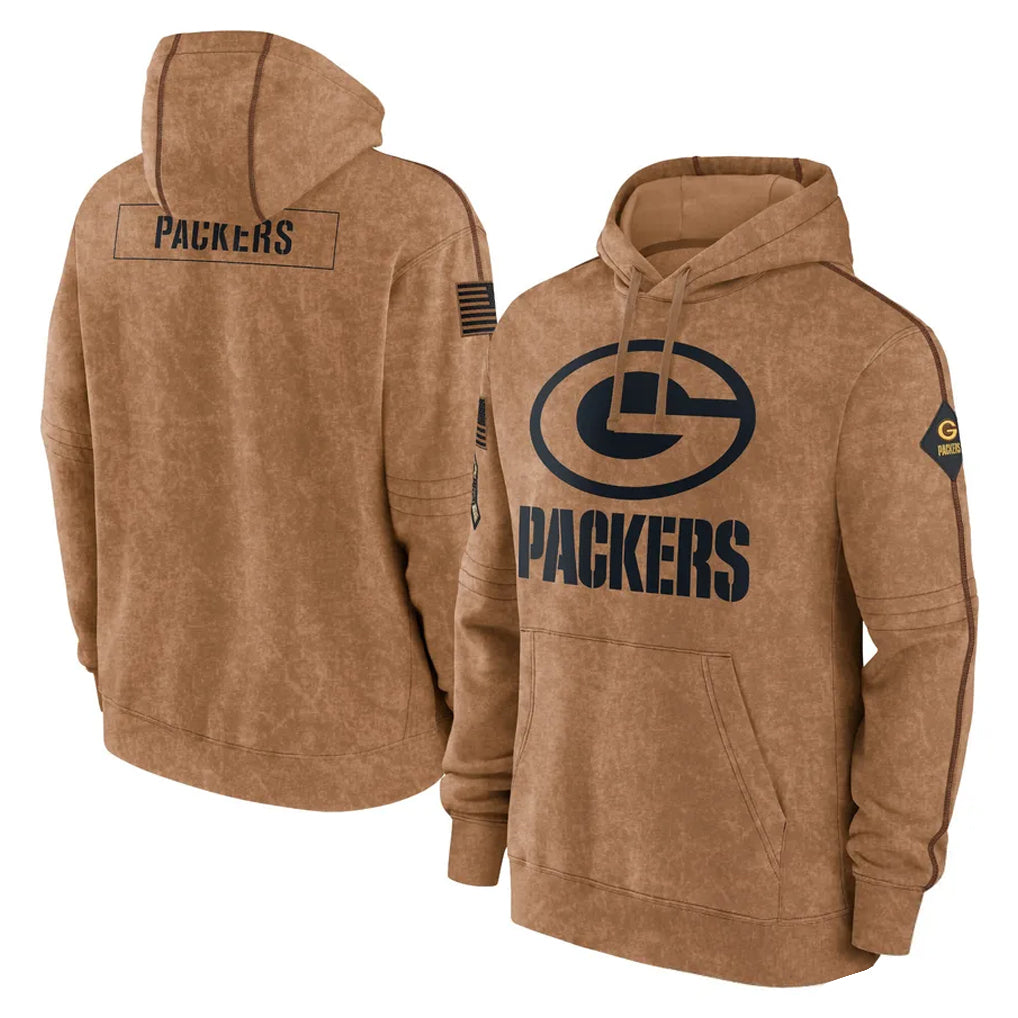 Tlead GB.Packers Brown Salute to Service Hoodies Limited Game Blank Player Stitched Jerseys