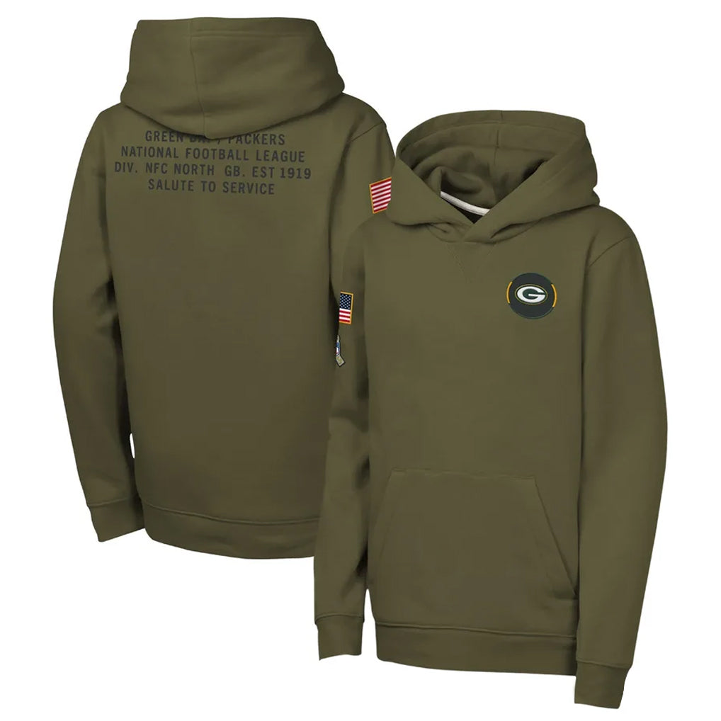 Tlead GB.Packers Olive Salute to Service Pullover Hoodies Limited Blank Player Stitched Jerseys