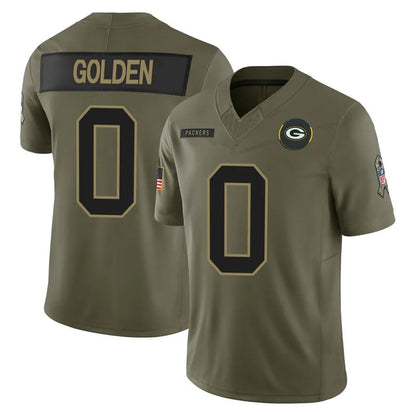 Tlead GB.Packers #0 Matthew Golden Player Olive 2025 Salute To Service Limited Home Game Stitched Jerseys