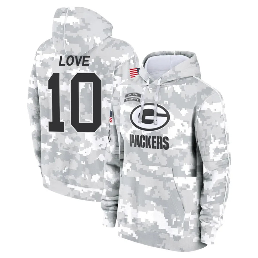 Tlead GB.Packers #10 Jordan Love Player Arctic Camo Salute To Service Hoodies Game Stitched Jerseys