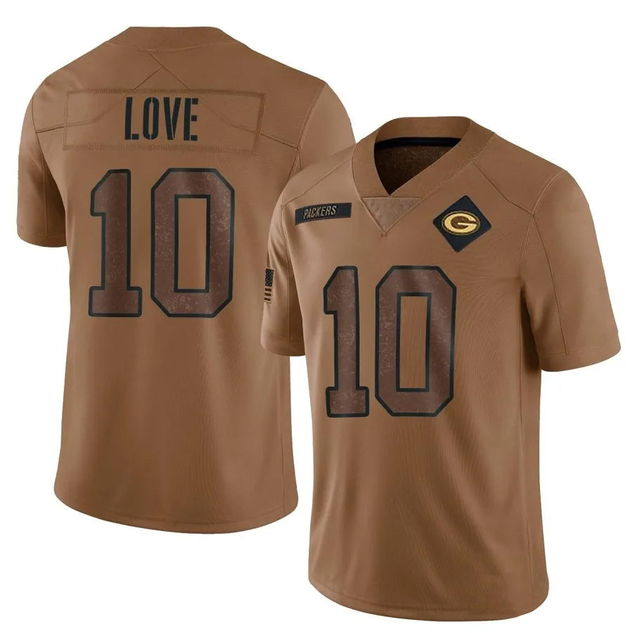 Tlead GB.Packers #10 Jordan Love Player Brown Salute To Service Limited Stitched Jerseys