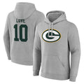 Tlead GB.Packers #10 Jordan Love Player Gray Pullover Hoodie Game Stitched Jerseys