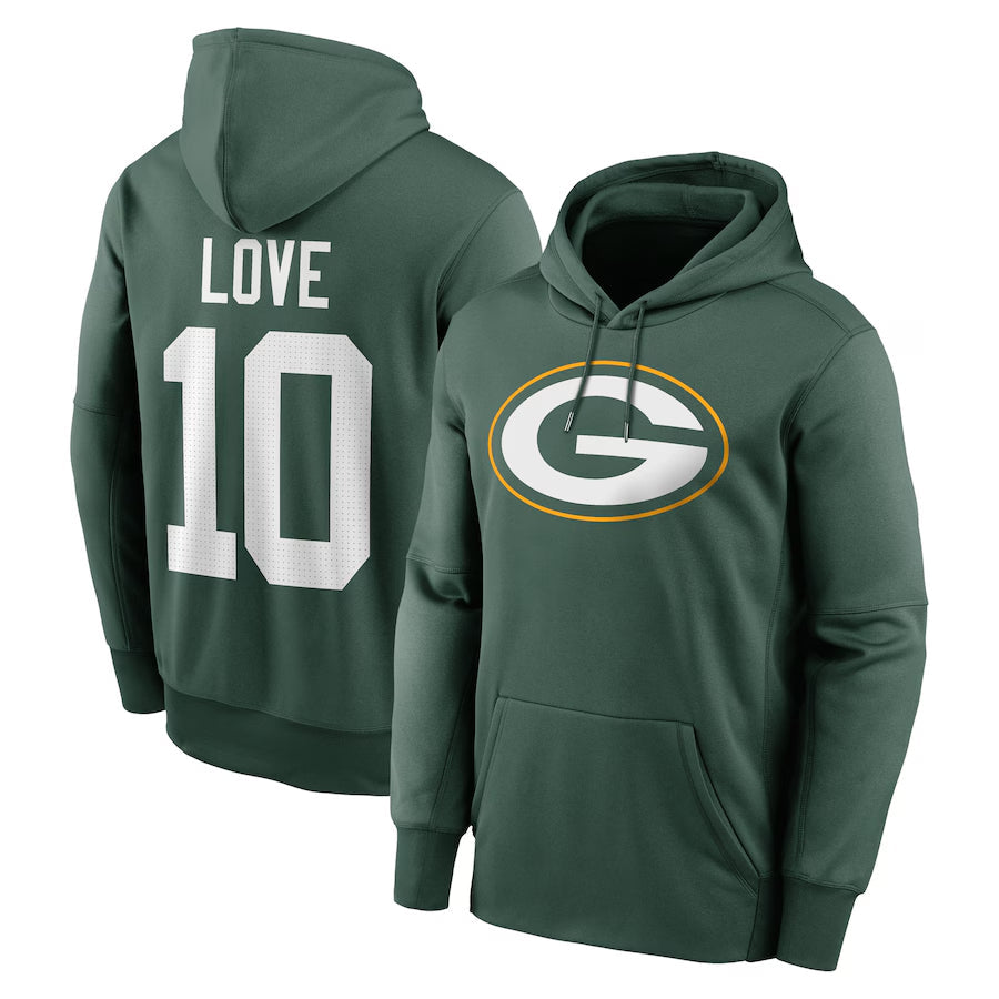 Tlead GB.Packers #10 Jordan Love Player Green Therma Hoodie Game Stitched Jerseys