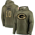 Tlead GB.Packers #10 Jordan Love Player Olive Salute to Service Pullover Hoodie Game Stitched Jerseys