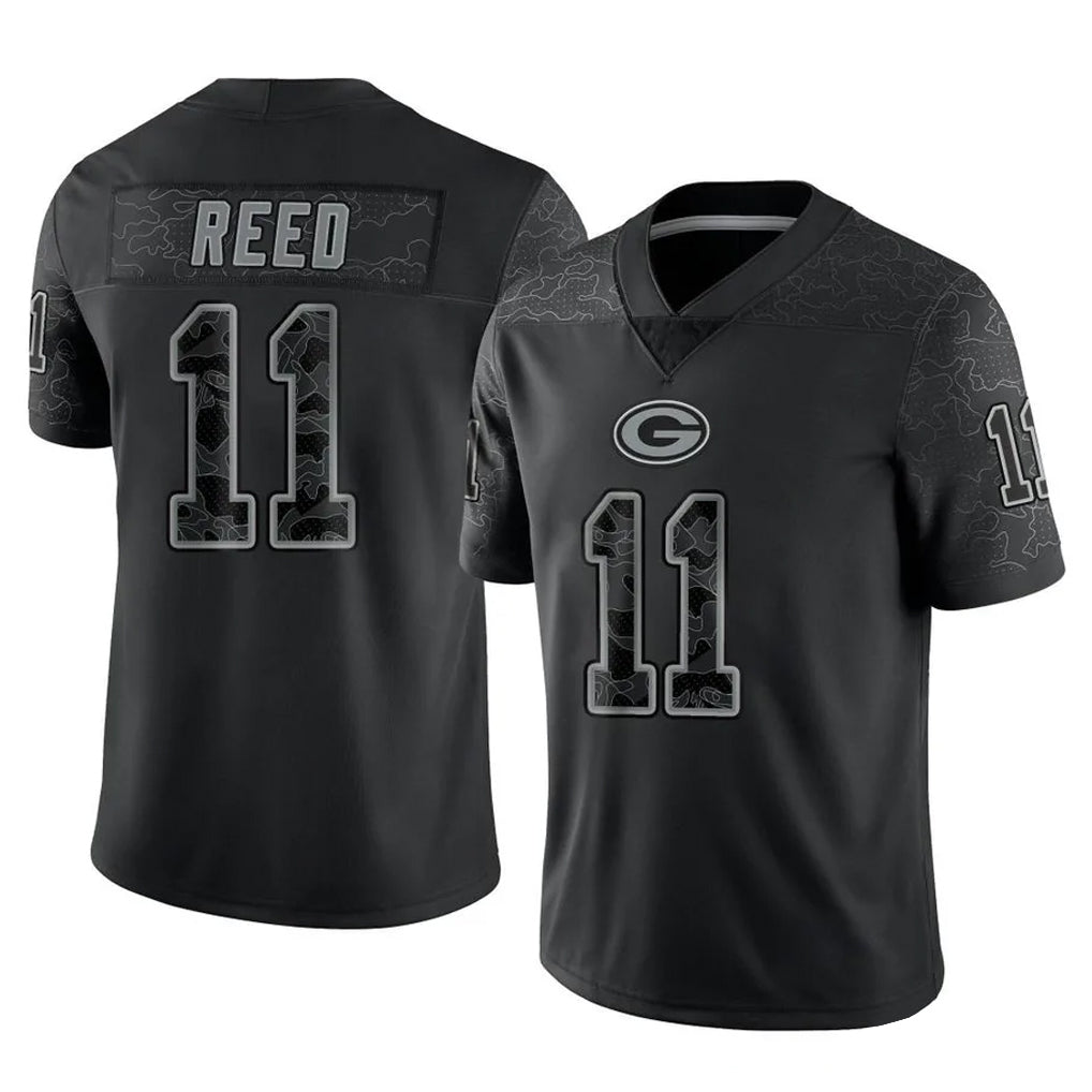 Tlead GB.Packers #11 Jayden Reed Player Black Reflective Limited Home Game Stitched Jerseys