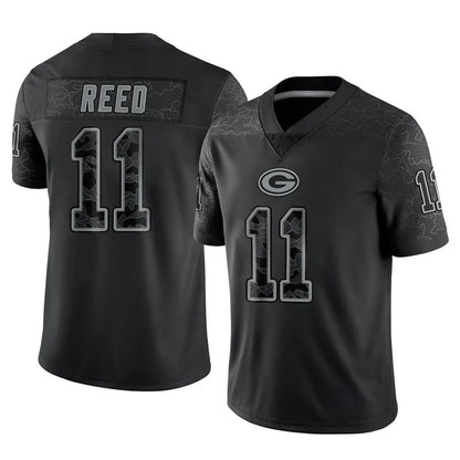 Tlead GB.Packers #11 Jayden Reed Player Black Reflective Limited Home Game Stitched Jerseys