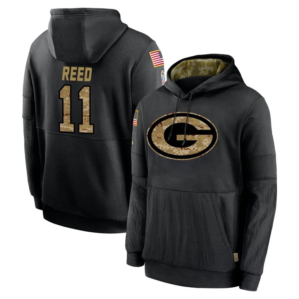 Tlead GB.Packers #11 Jayden Reed Player Black Salute to Service Hoodies Limited Game Stitched Jerseys