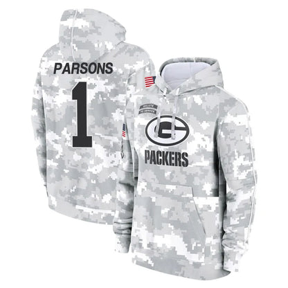 Tlead GB.Packers #1 Micah Parsons Player Arctic Camo Salute to Service Hoodies Limited Game Stitched Jerseys