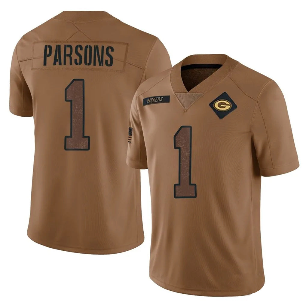 Tlead GB.Packers #1 Micah Parsons Player Brown Salute To Service Limited Stitched Jerseys