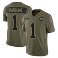 Tlead GB.Packers #1 Micah Parsons Player Olive 2025 Salute To Service Limited Home Game Stitched Jerseys