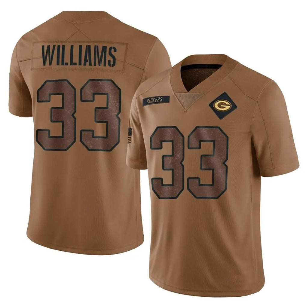 Tlead GB.Packers #33 Evan Williams Player Brown Salute To Service Limited Stitched Jerseys