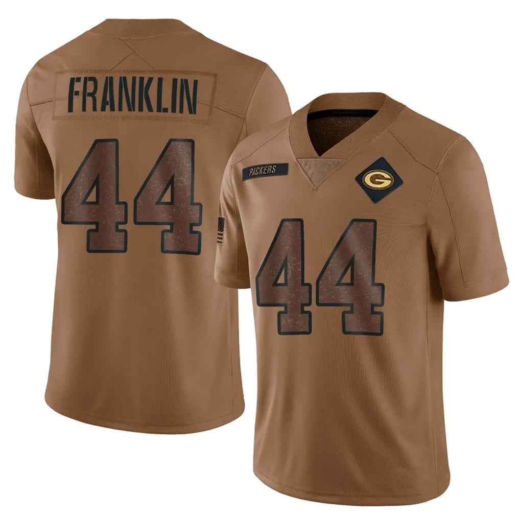Tlead GB.Packers #44 Zaire Franklin Player Brown Salute To Service Limited Stitched Jerseys