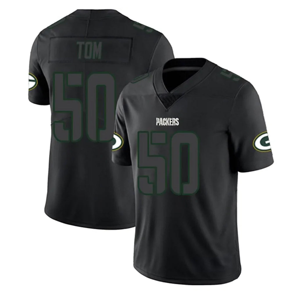 Tlead GB.Packers #50 Zach Tom Player Black Impact Limited Home Game Stitched Jerseys