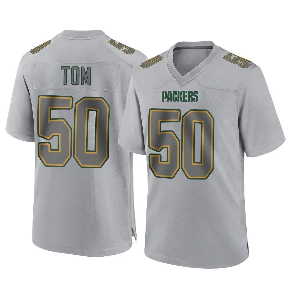 Tlead GB.Packers #50 Zach Tom Player Gray Atmosphere Fashion Home Game Stitched Jerseys
