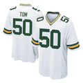 Tlead GB.Packers #50 Zach Tom Player White Home Game Stitched Jerseys