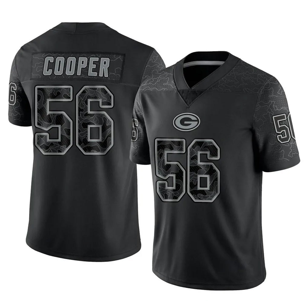 Tlead GB.Packers #56 Edgerrin Cooper Player Black Reflective Limited Home Game Stitched Jerseys