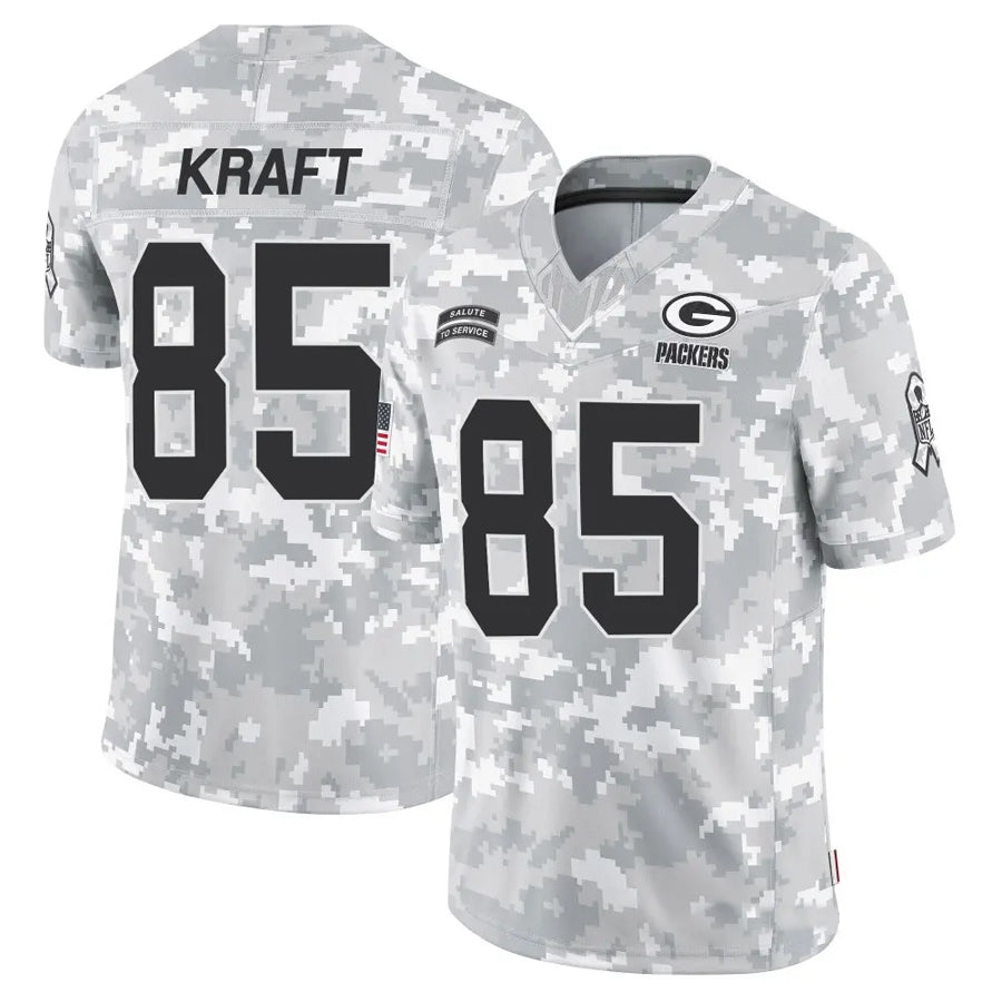 Tlead GB.Packers #85 Tucker Kraft Player Arctic Camo Salute to Service Stitched Jerseys
