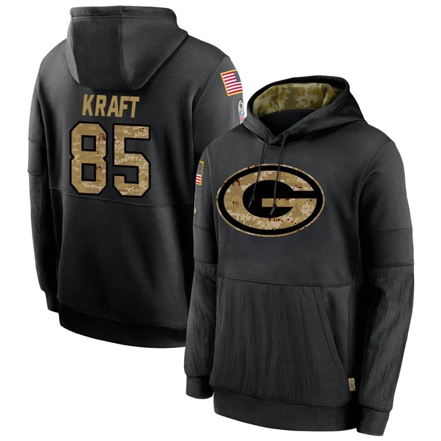 Tlead GB.Packers #85 Tucker Kraft Player Black Salute To Service Hoodies Game Stitched Jerseys