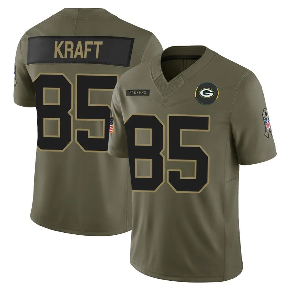 Tlead GB.Packers #85 Tucker Kraft Player Olive 2025 Salute To Service Limited Home Game Stitched Jerseys