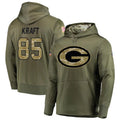 Tlead GB.Packers #85 Tucker Kraft Player Olive Salute to Service Pullover Hoodie Game Stitched Jerseys