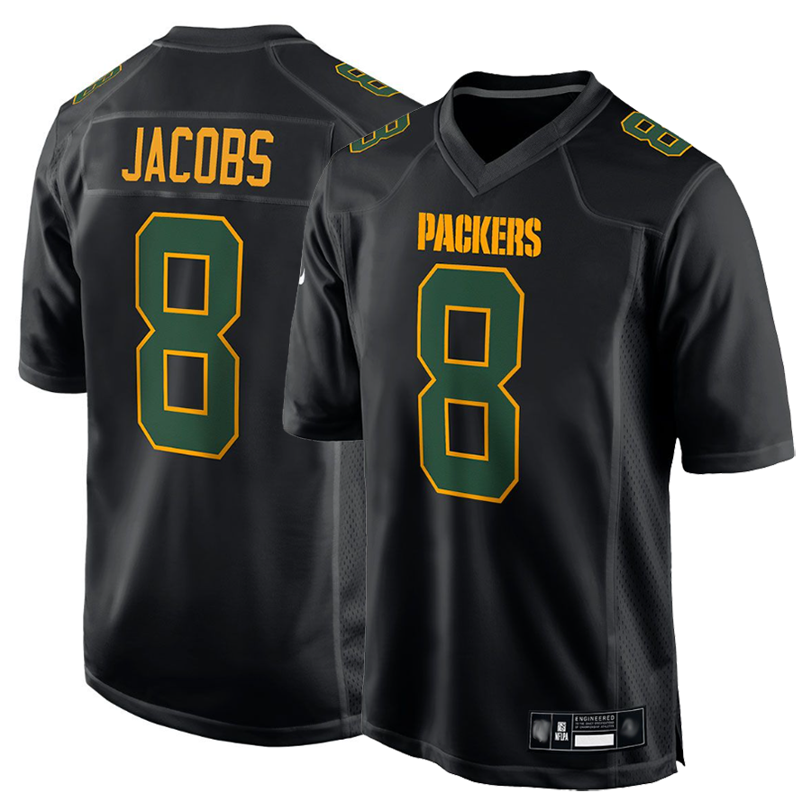 Tlead GB.Packers #8 Josh Jacobs Player Black Fashion Game Stitched Jerseys