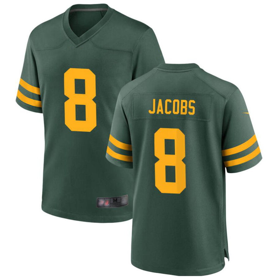 Tlead GB.Packers #8 Josh Jacobs Player Green Home Replica Stitched Jerseys