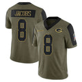 Tlead GB.Packers #8 Josh Jacobs Player Olive Salute To Service Limited Game Stitched Jerseys