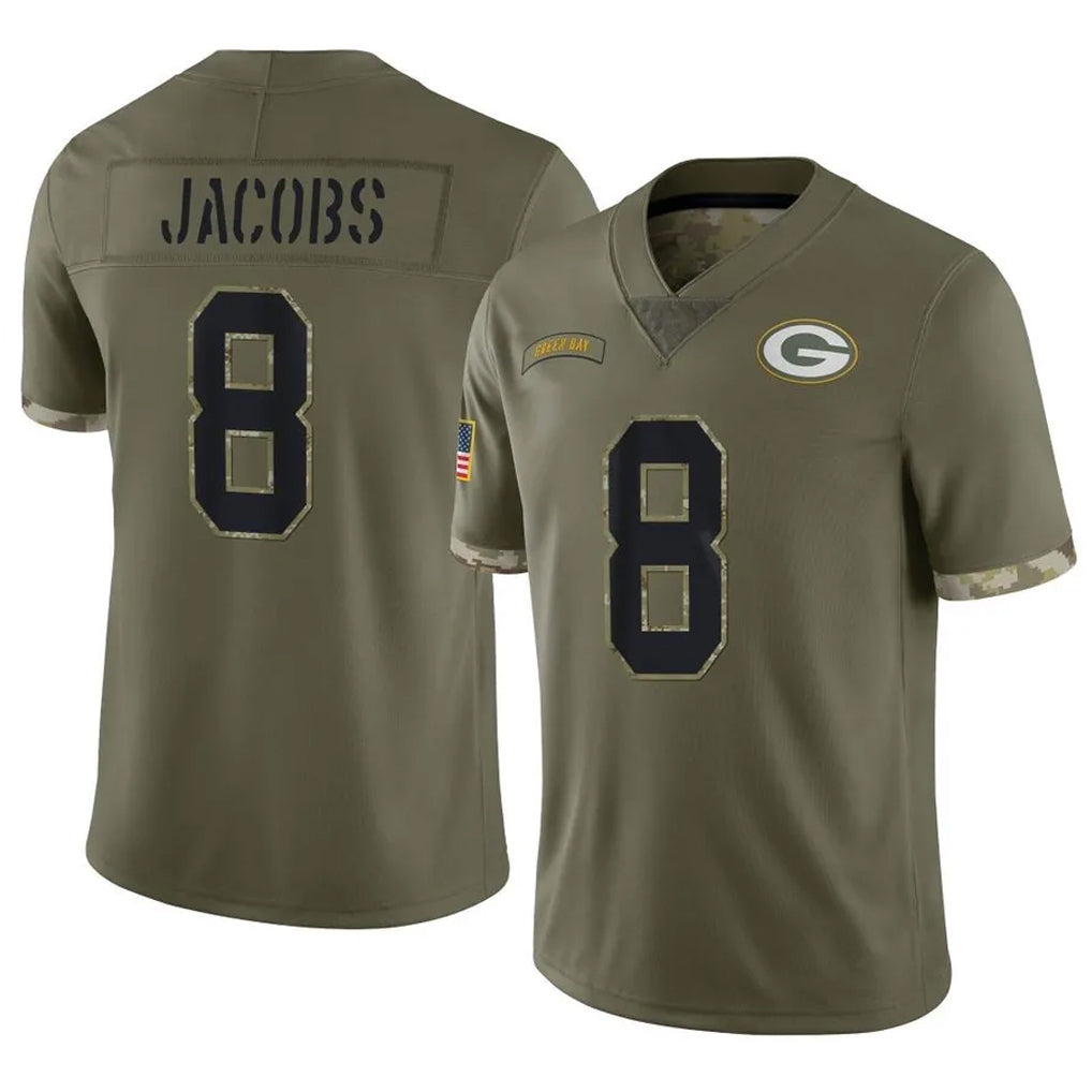 Tlead GB.Packers #8 Josh Jacobs Player Olive Salute To Service Limited Stitched Jerseys