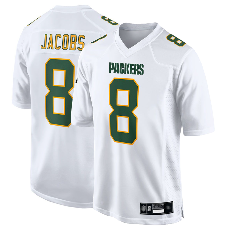Tlead GB.Packers #8 Josh Jacobs Player White Fashion Game Stitched Jerseys
