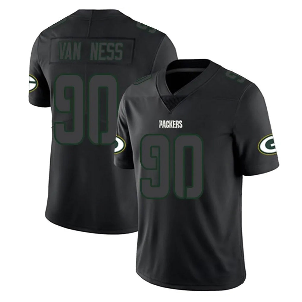 Tlead GB.Packers #90 Lukas Van Ness Player Black Impact Limited Home Game Stitched Jerseys