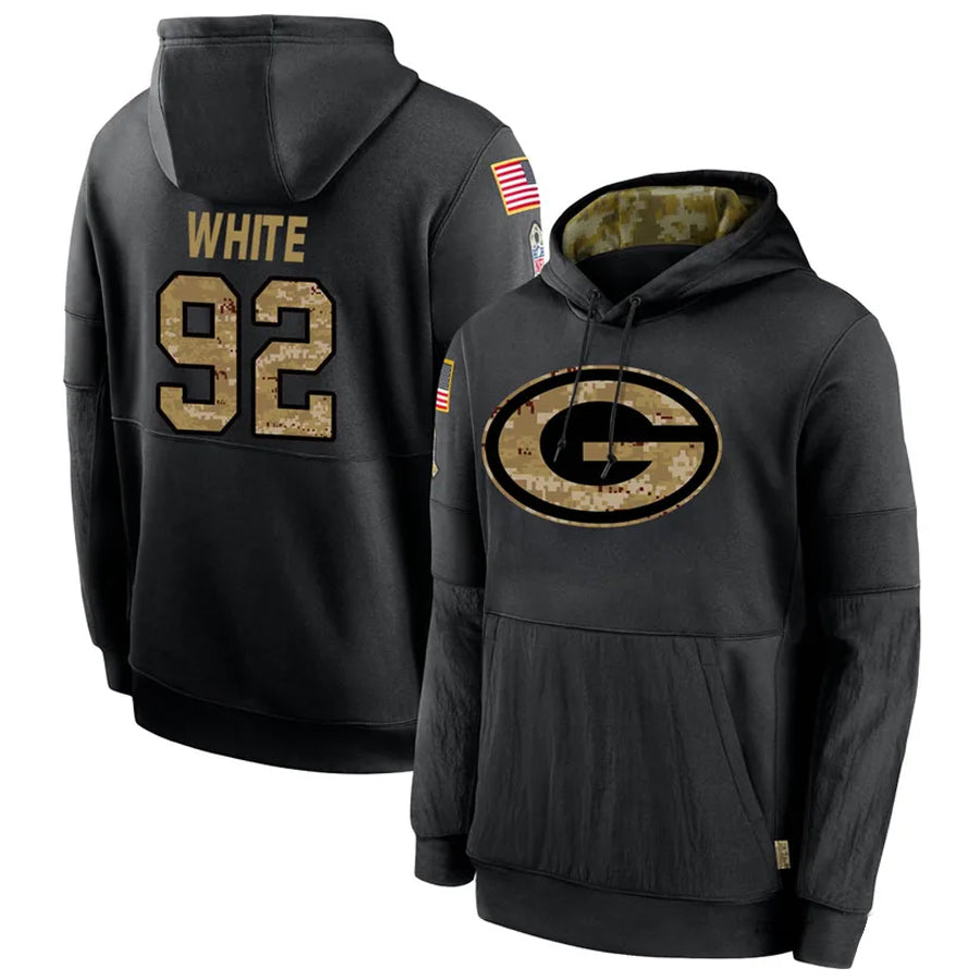 Tlead GB.Packers #92 Reggie White Player Black Salute To Service Hoodies Game Stitched Jerseys
