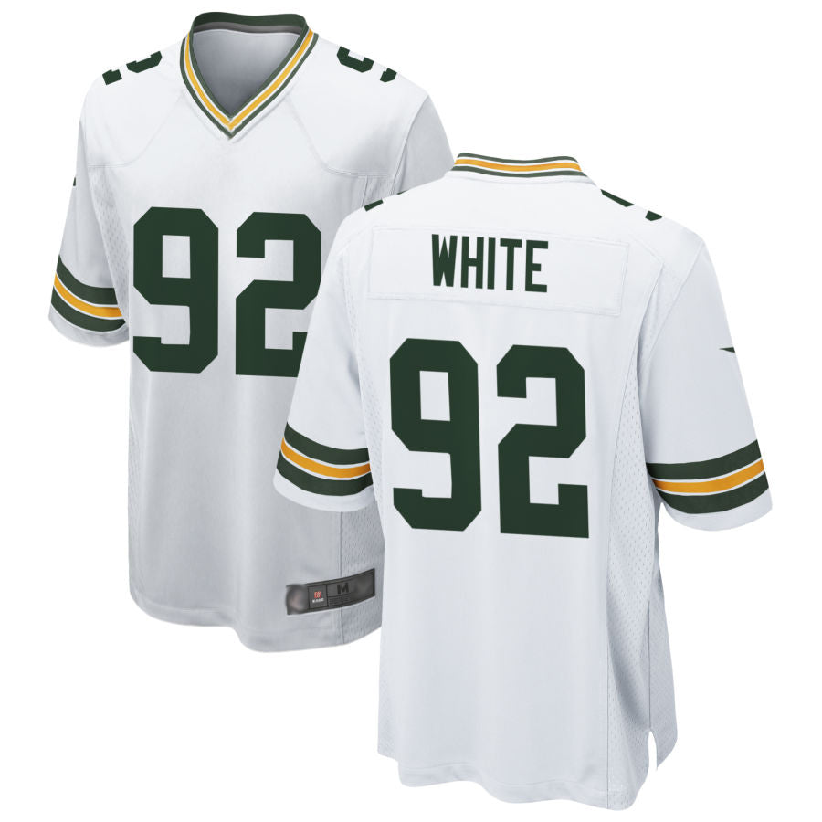 Tlead GB.Packers #92 Reggie White Player White Home Game Stitched Jersey